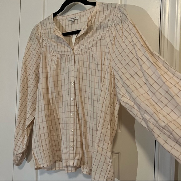 Madewell balloon sleeve peasant top in windowpane - Picture 5 of 10